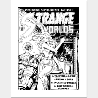 Strange Worlds No 4 B&W Line art Posters and Art